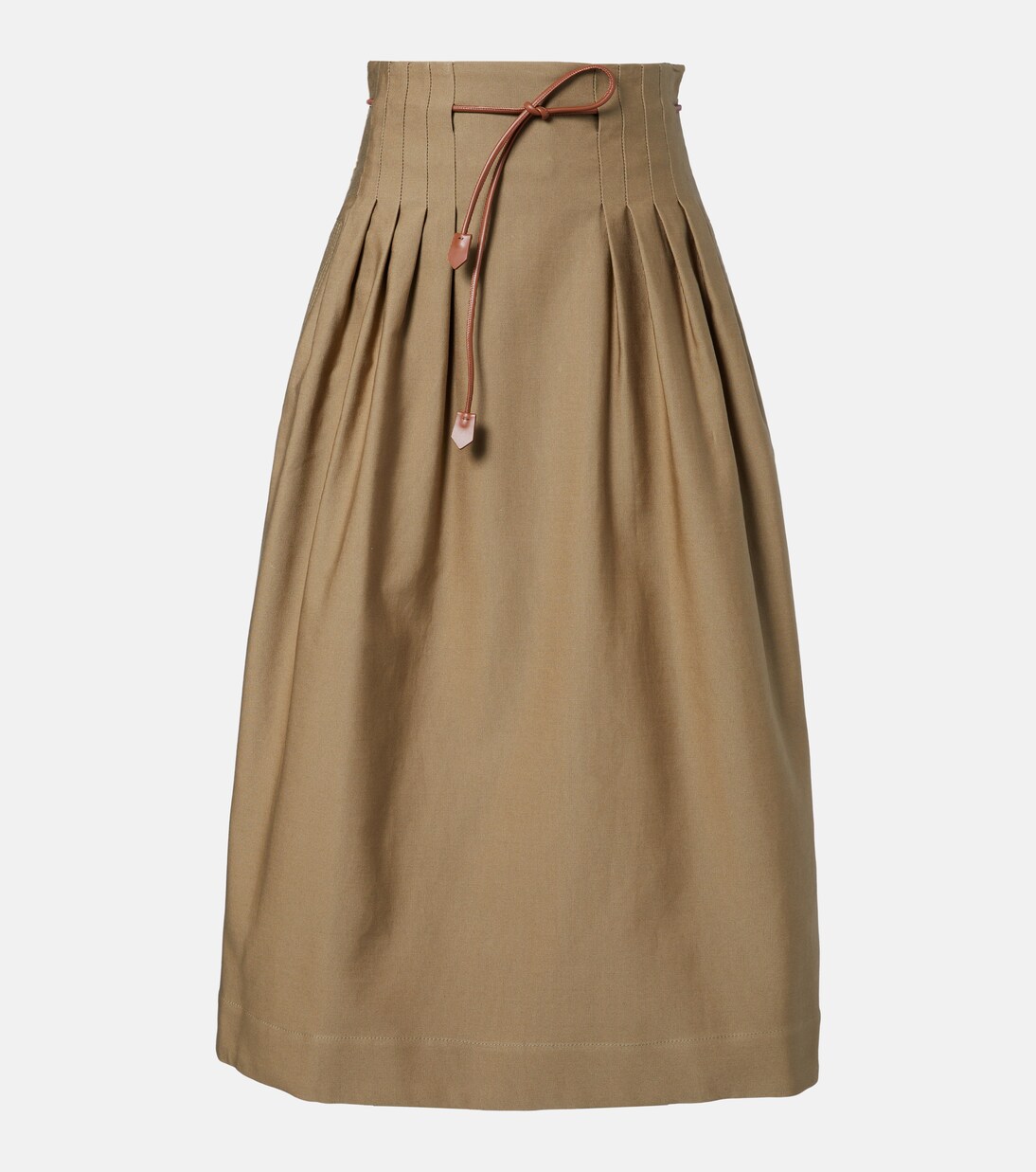 Tempio belted cotton twill midi skirt | Max Mara