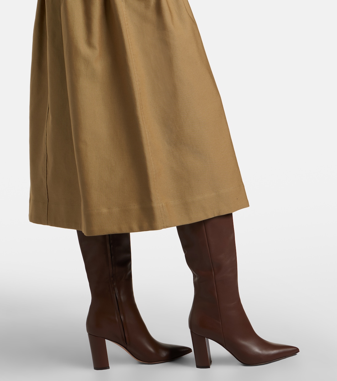 Tempio belted cotton twill midi skirt | Max Mara