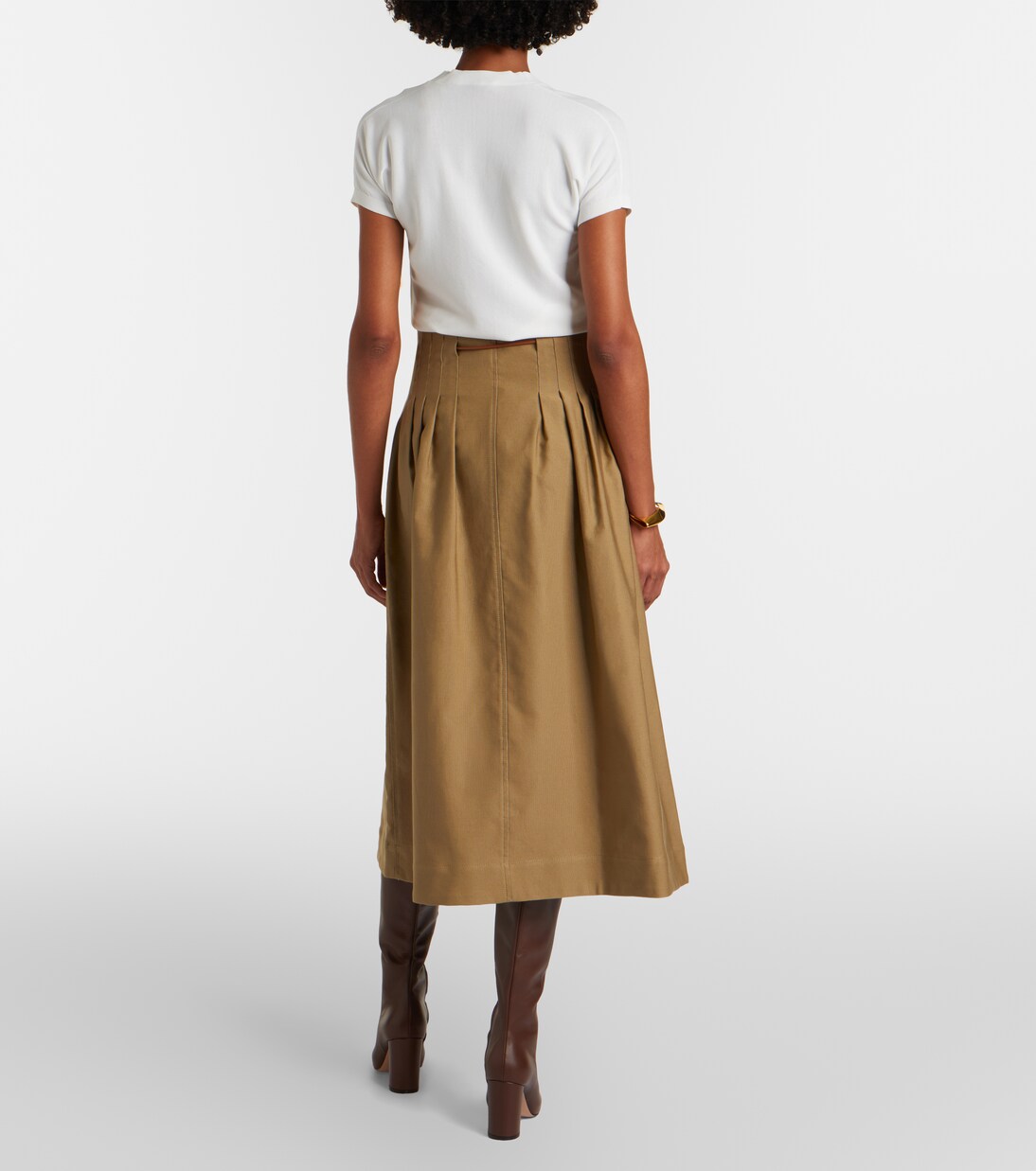 Tempio belted cotton twill midi skirt | Max Mara