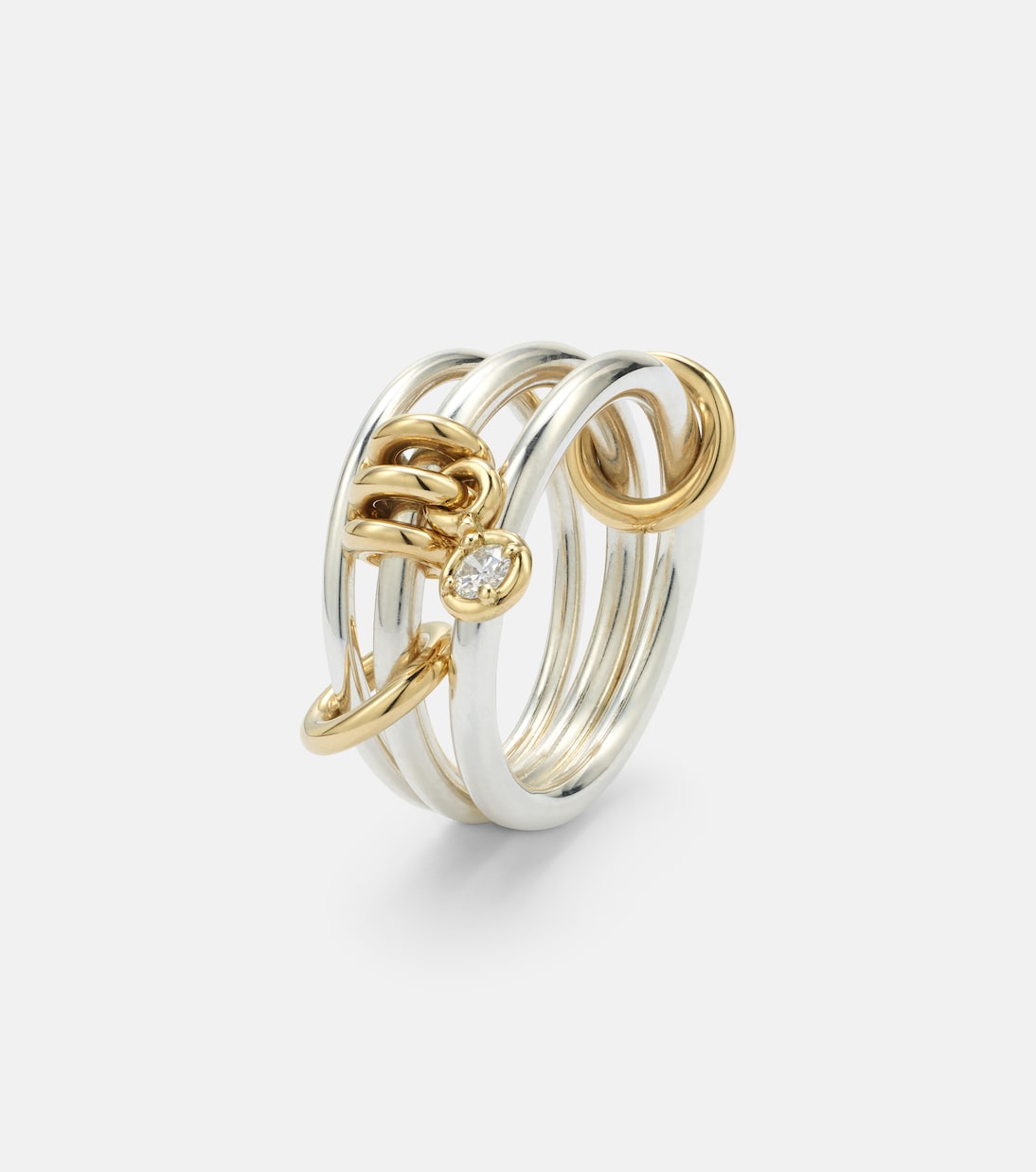 Piera 925 sterling silver and 18kt gold ring with diamond | Spinelli Kilcollin