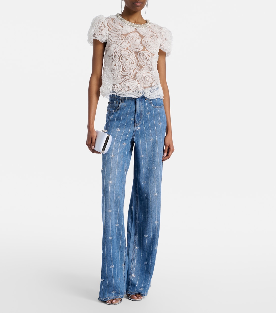 Verzierte Wide-Leg Jeans | Self-Portrait