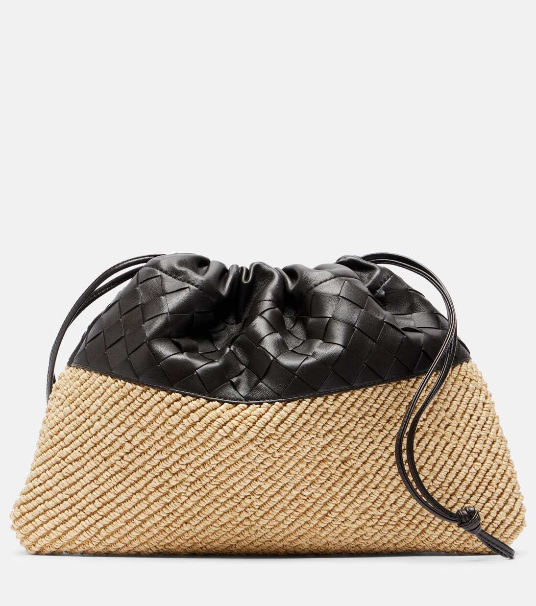 Clutch Dustbag Small aus Raffiabast und Leder | Bottega Veneta