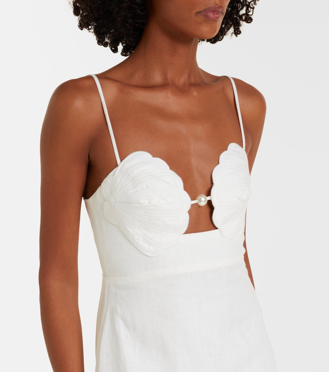Vestido midi de lino adornado | Farm Rio