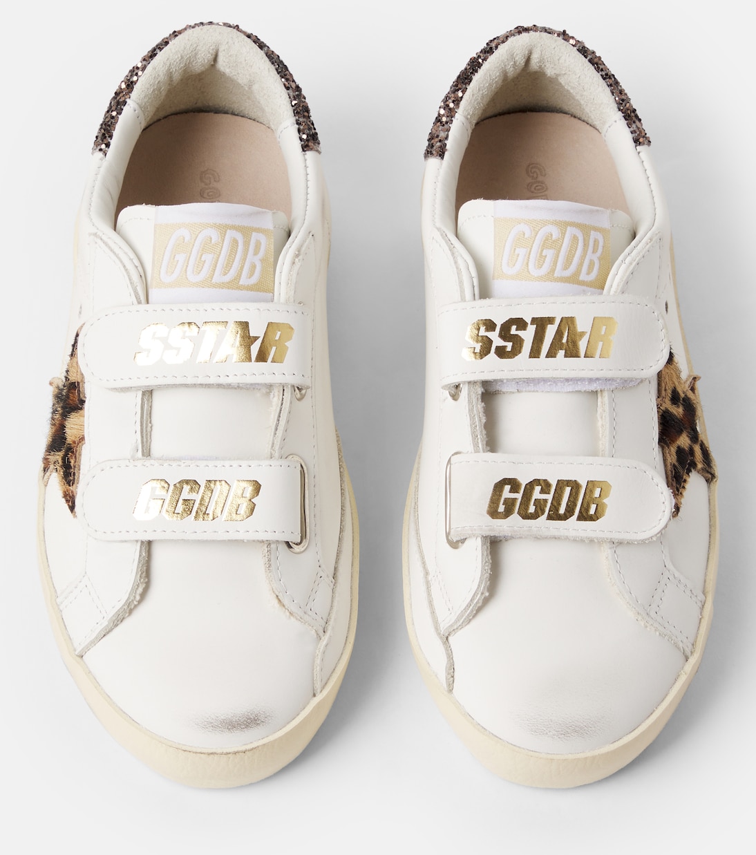 Old School glitter leather sneakers | Golden Goose Kids