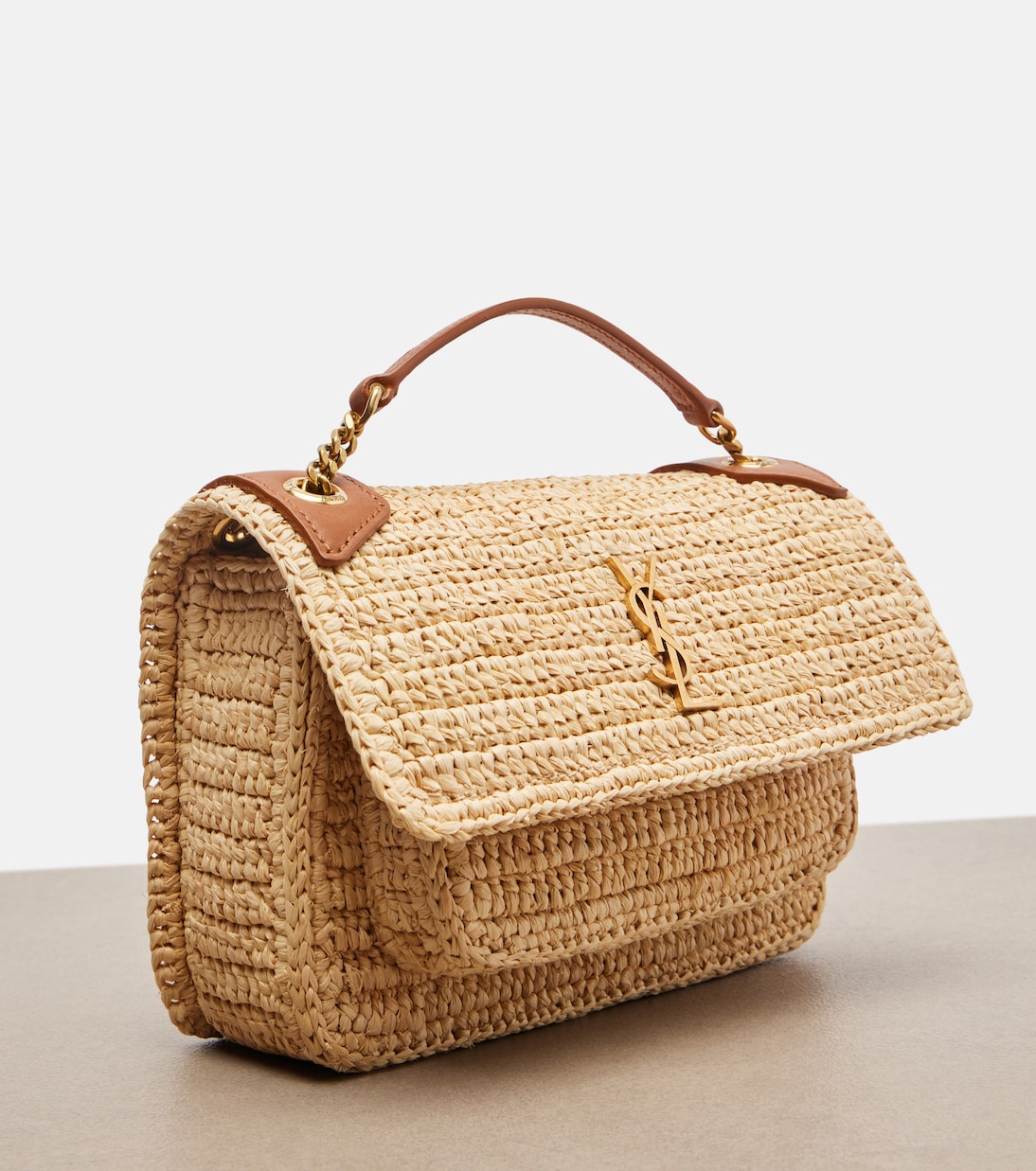 Niki Mini raffia shoulder bag | Saint Laurent
