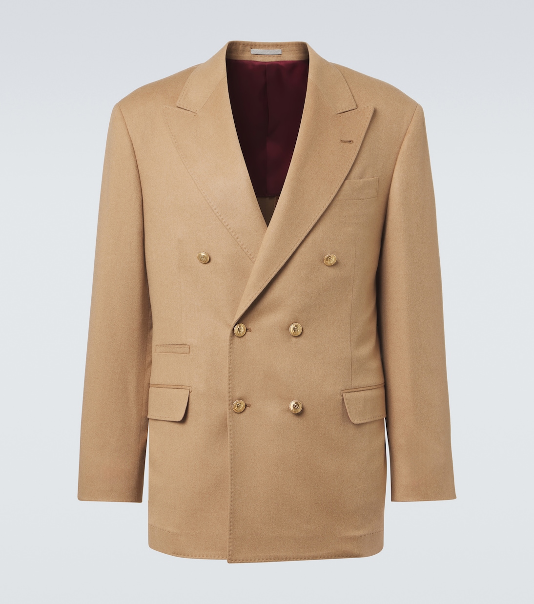 Camel hair double-breasted suit jacket | Brunello Cucinelli