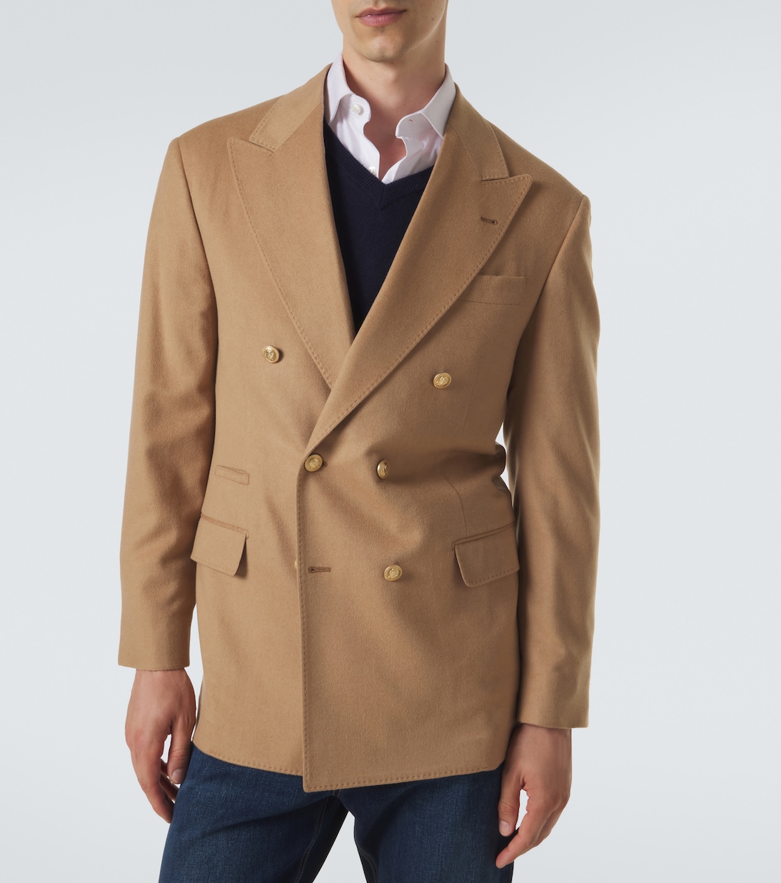Camel hair double-breasted suit jacket | Brunello Cucinelli