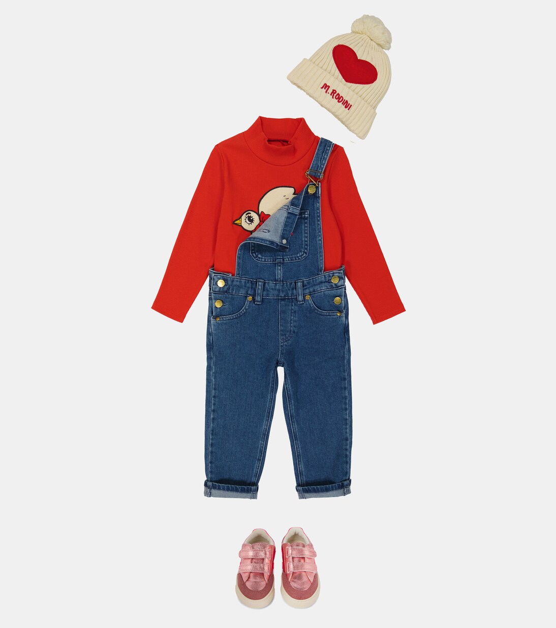 Logo-embroidered denim dungarees | Mini Rodini