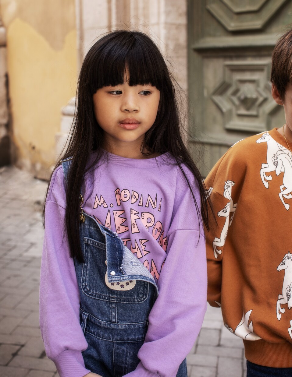 Logo-embroidered denim dungarees | Mini Rodini