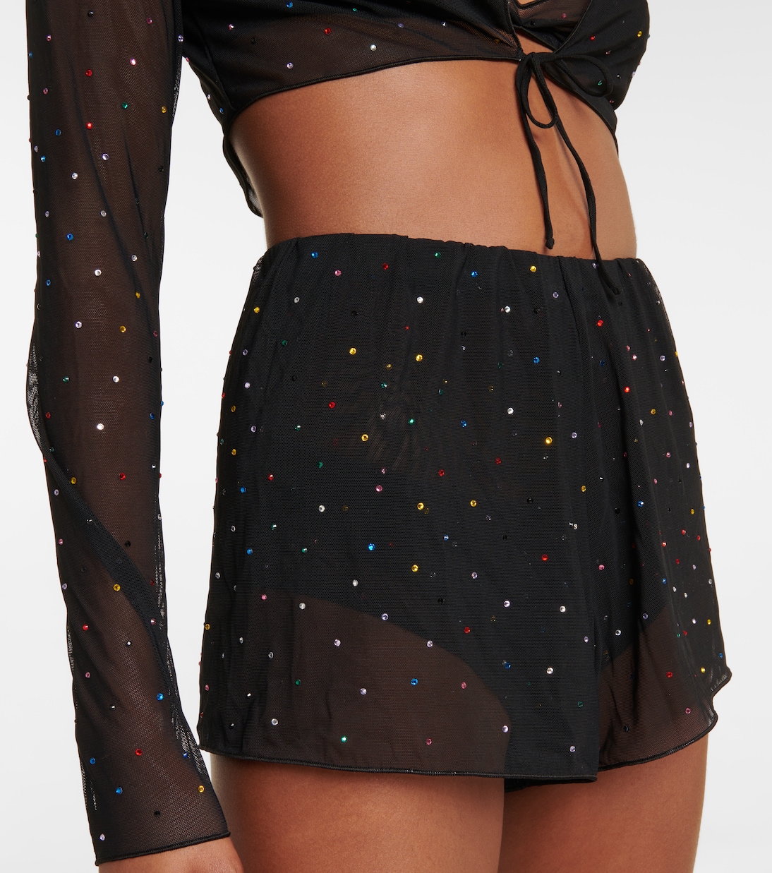 Shorts aus Tüll mit Kristallen | Oséree