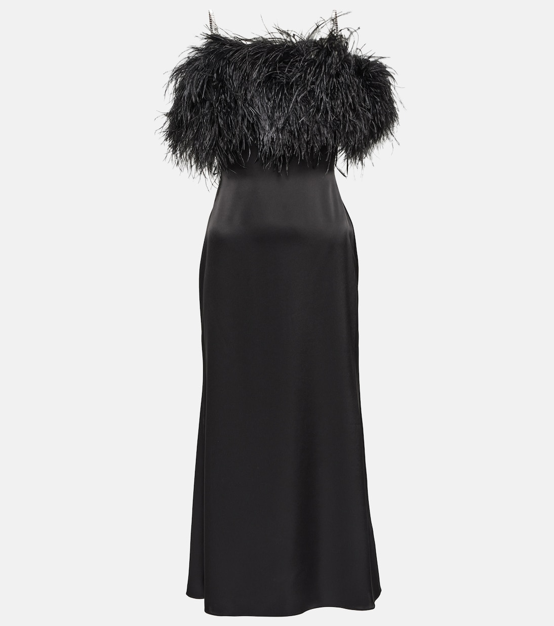 Robe midi en satin à plumes | David Koma