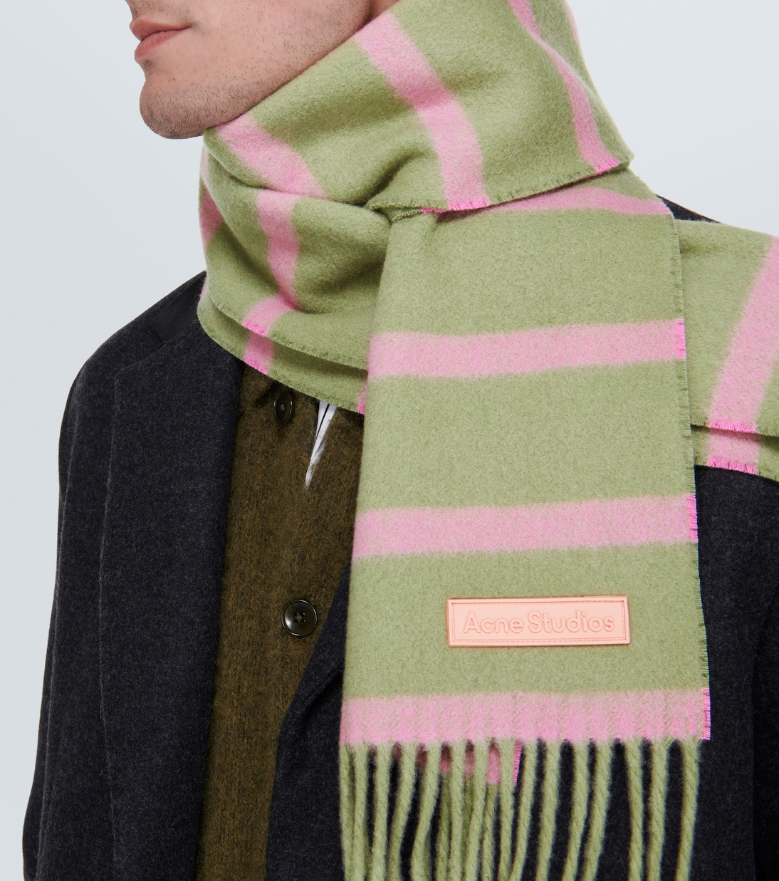 Striped fringed-edge wool scarf | Acne Studios