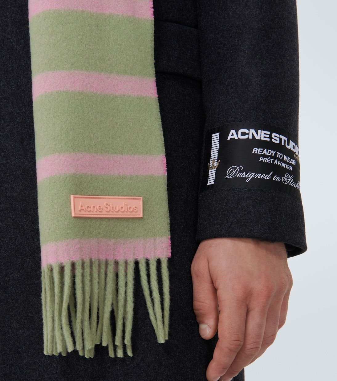 Striped fringed-edge wool scarf | Acne Studios