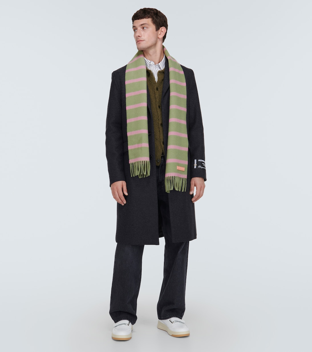 Striped fringed-edge wool scarf | Acne Studios