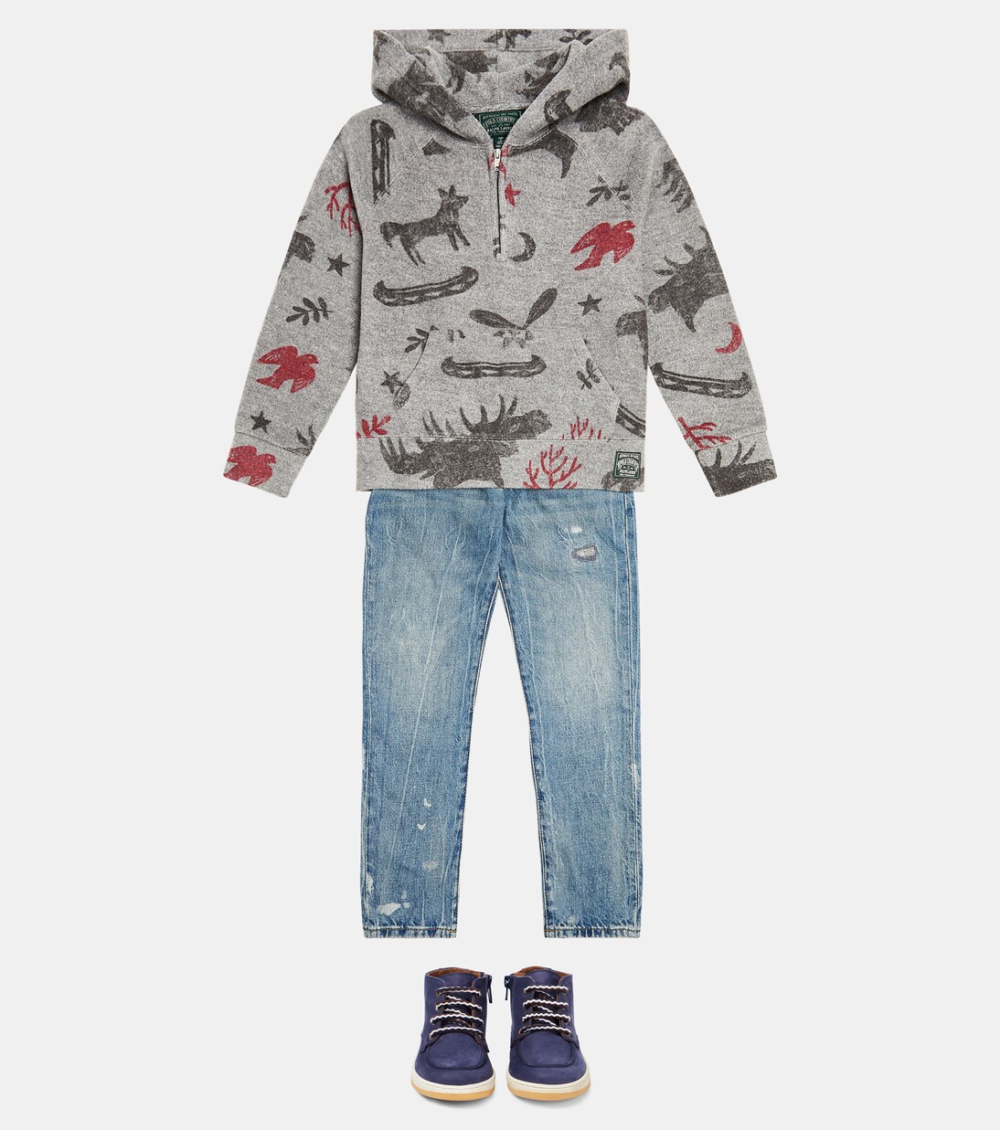 Printed cotton jersey hoodie | Polo Ralph Lauren Kids