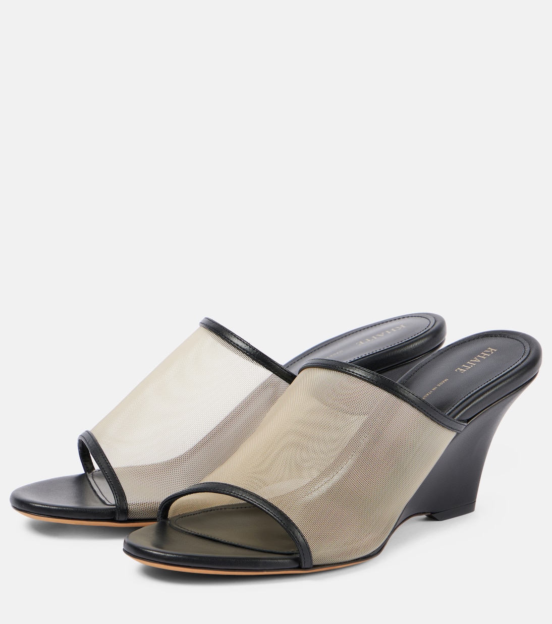 Marion leather and mesh wedge mules | Khaite