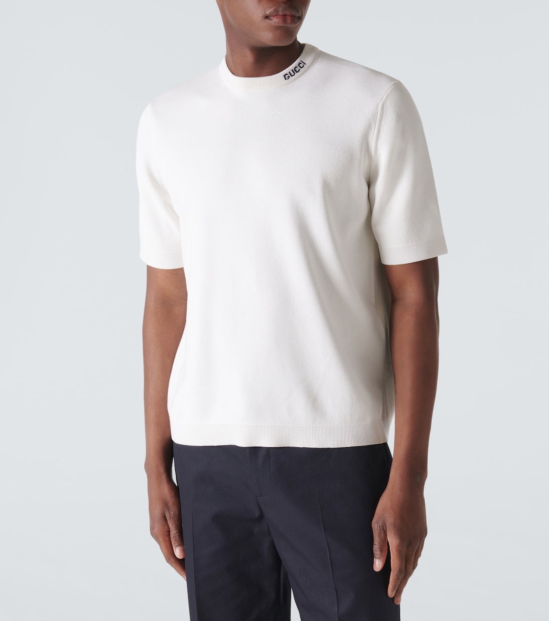 Camiseta de seda y algodón con logo | Gucci