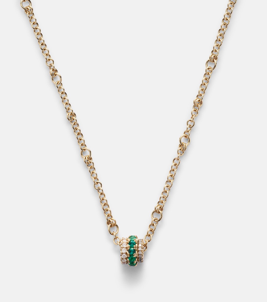 Halskette Gravity aus 18kt Gelbgold mit Diamanten und Smaragden | Spinelli Kilcollin