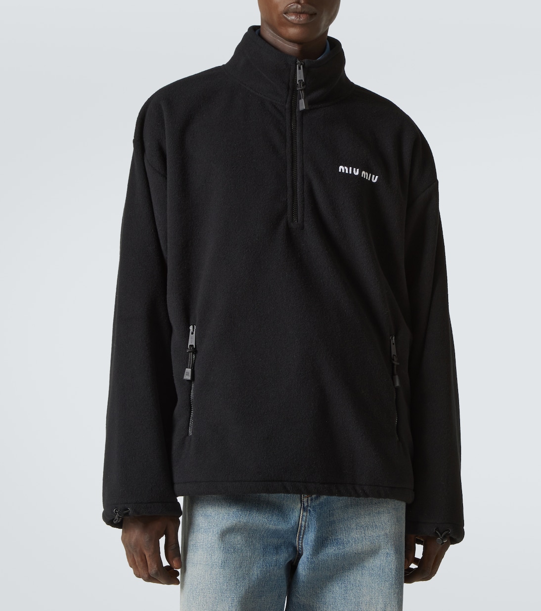 Fleece half-zip sweater | Miu Miu