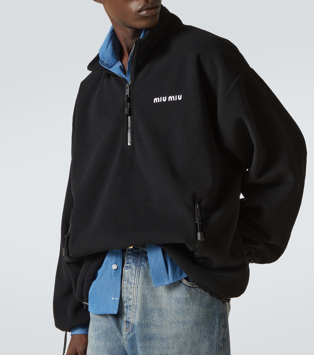 Fleece half-zip sweater | Miu Miu