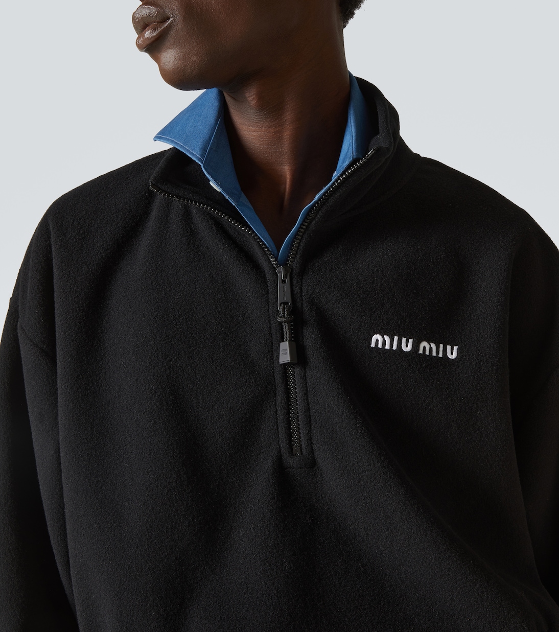 Fleece half-zip sweater | Miu Miu