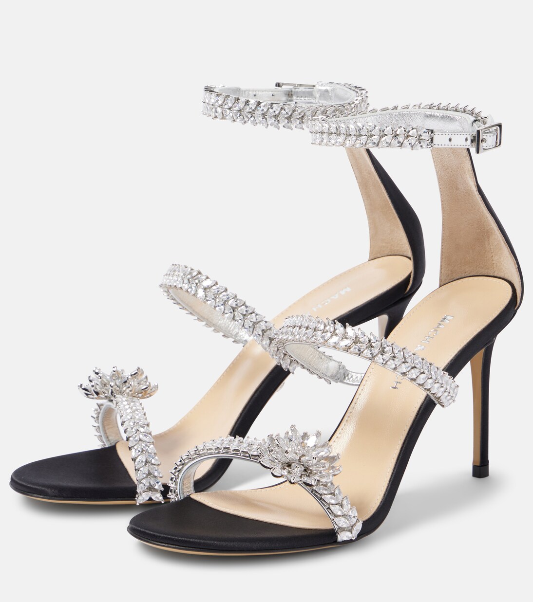 Sandalen Crystal Flower aus Satin | Mach & Mach