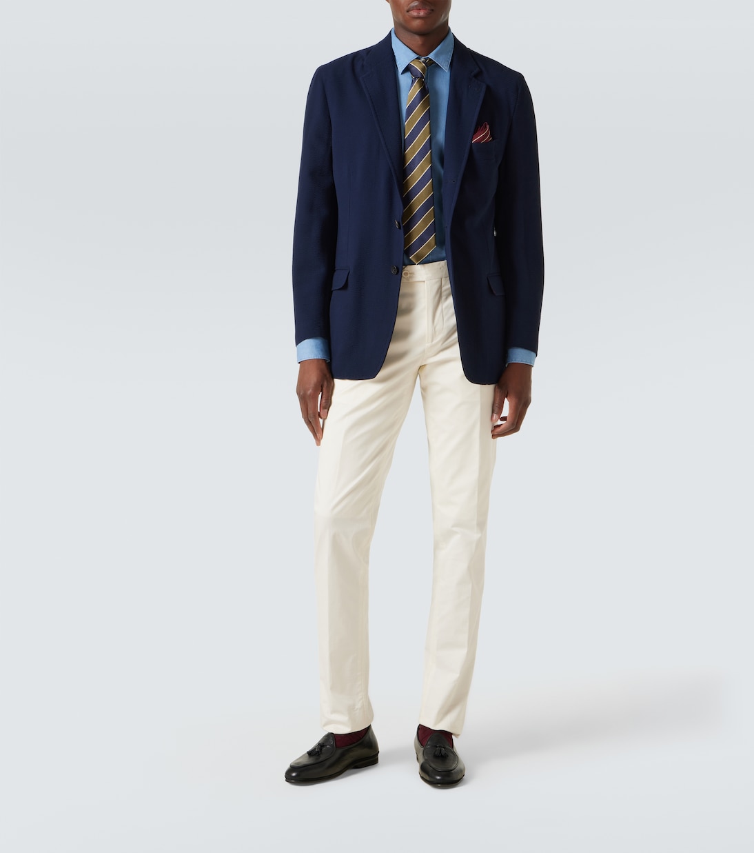 Striped single-breasted wool blazer | Rubinacci