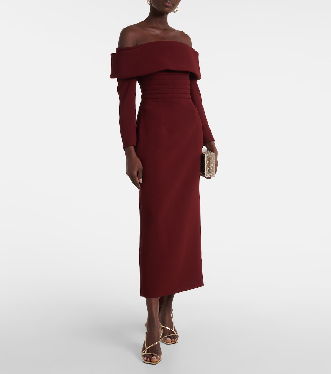 Off-Shoulder-Midikleid Derika aus Crêpe | Emilia Wickstead