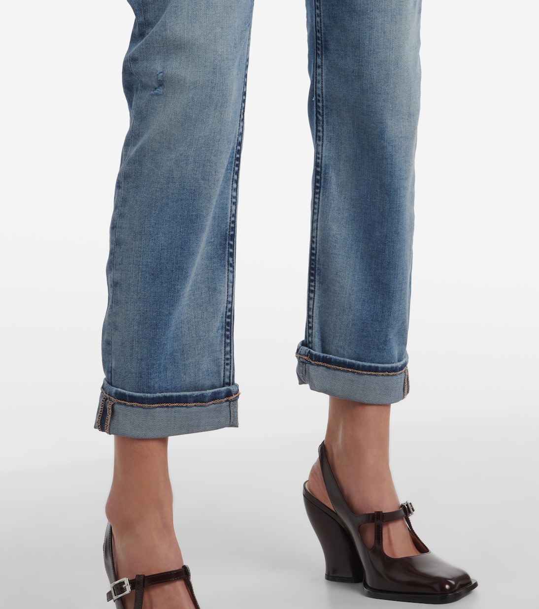 Jean droit Girlfriend à taille mi-haute | AG Jeans