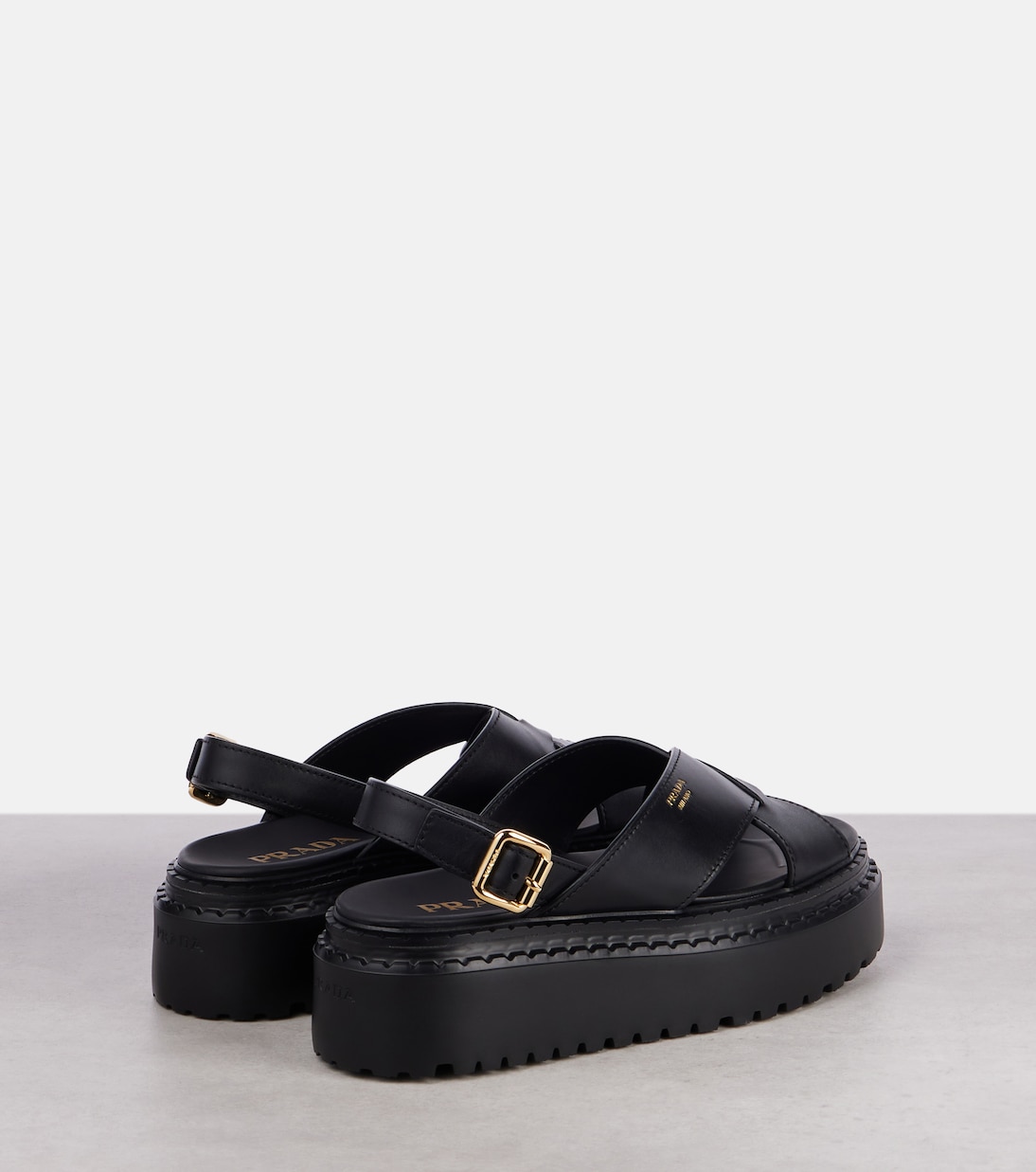 Leather platform sandals | Prada