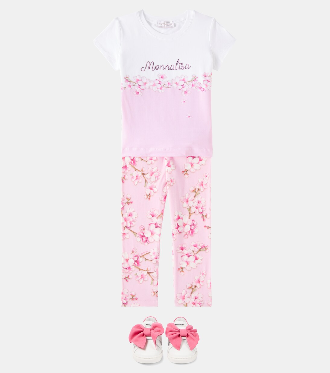 Logo floral cotton-blend T-shirt | Monnalisa