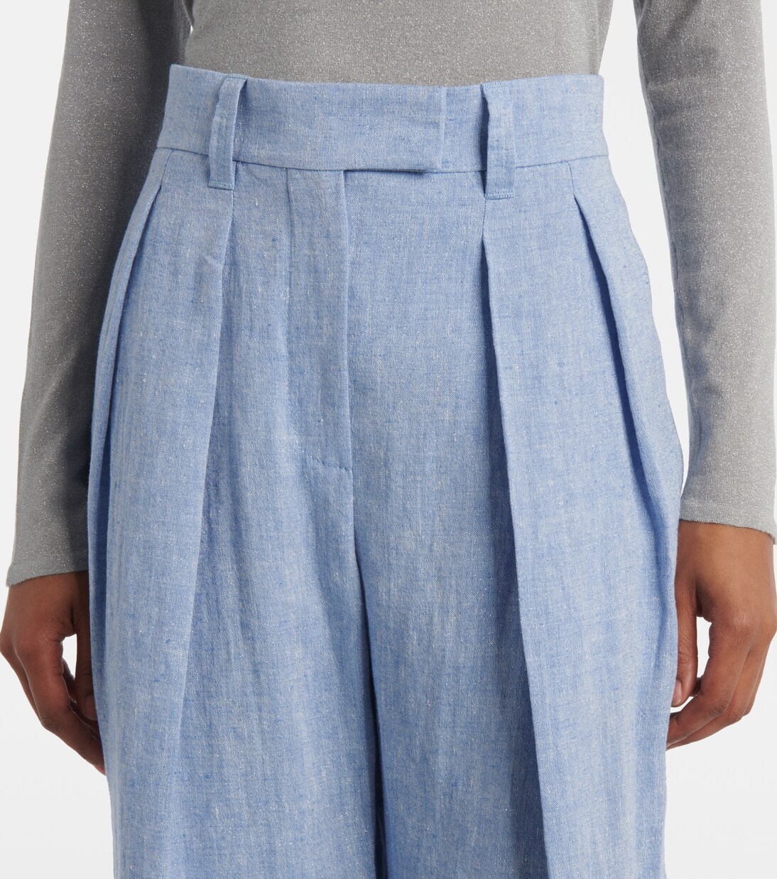 Pantalones anchos en mezcla de lino | Brunello Cucinelli