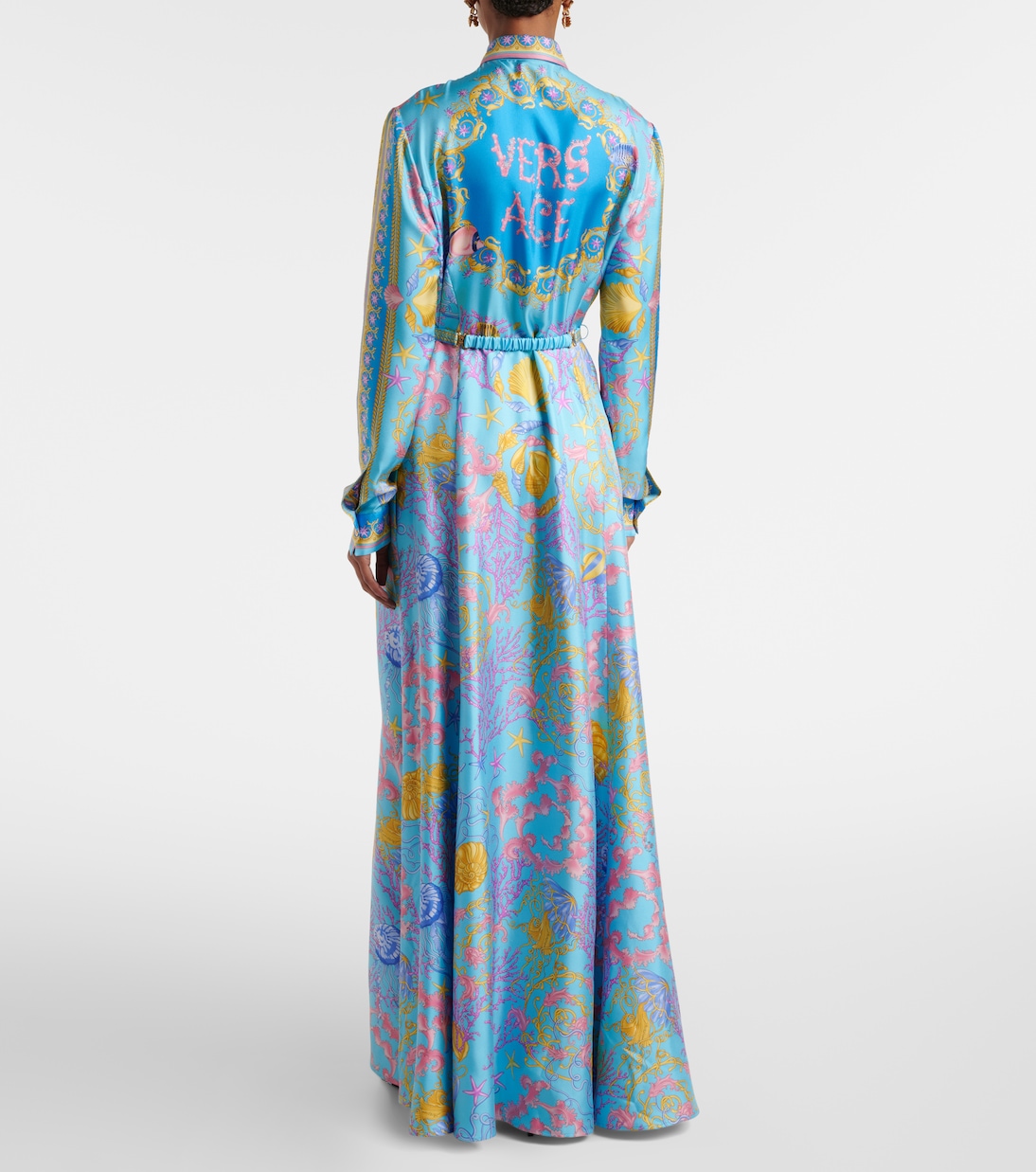 Abito lungo Underwater Barocco in twill di seta | Versace