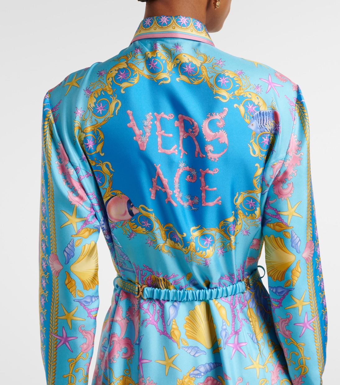 Abito lungo Underwater Barocco in twill di seta | Versace