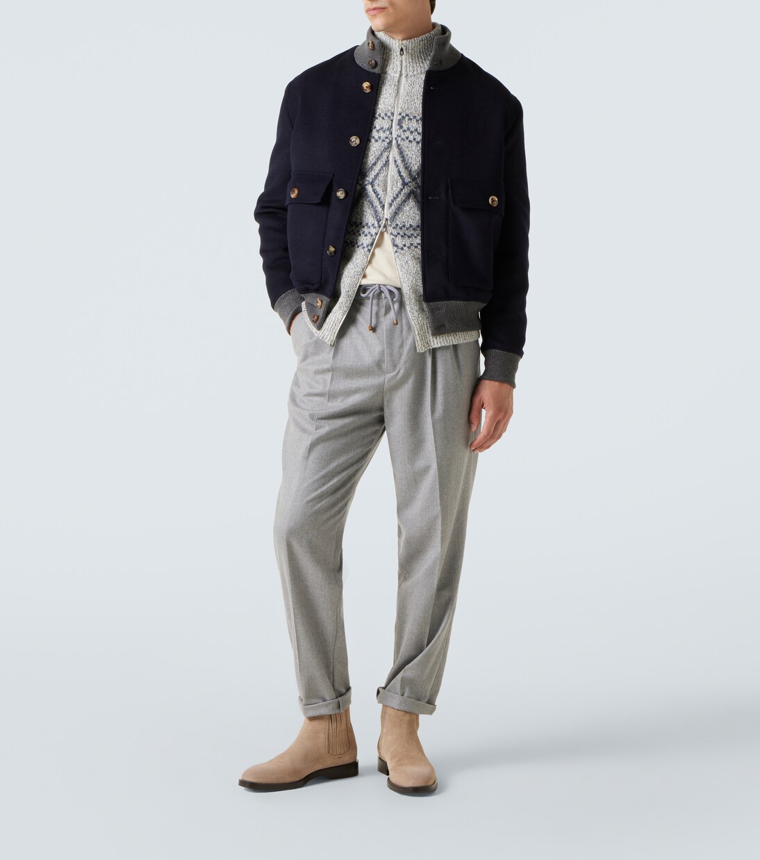 Virgin wool flannel straight pants | Brunello Cucinelli