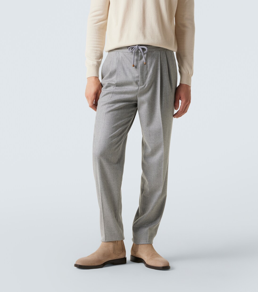 Virgin wool flannel straight pants | Brunello Cucinelli