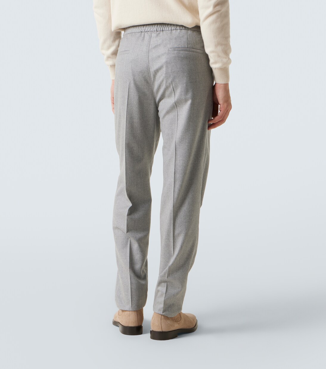 Virgin wool flannel straight pants | Brunello Cucinelli
