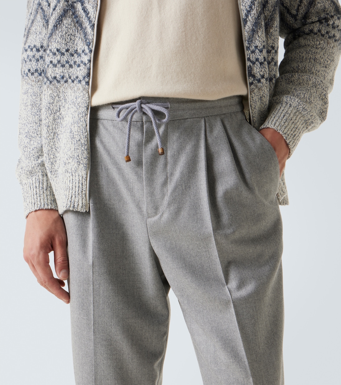 Virgin wool flannel straight pants | Brunello Cucinelli