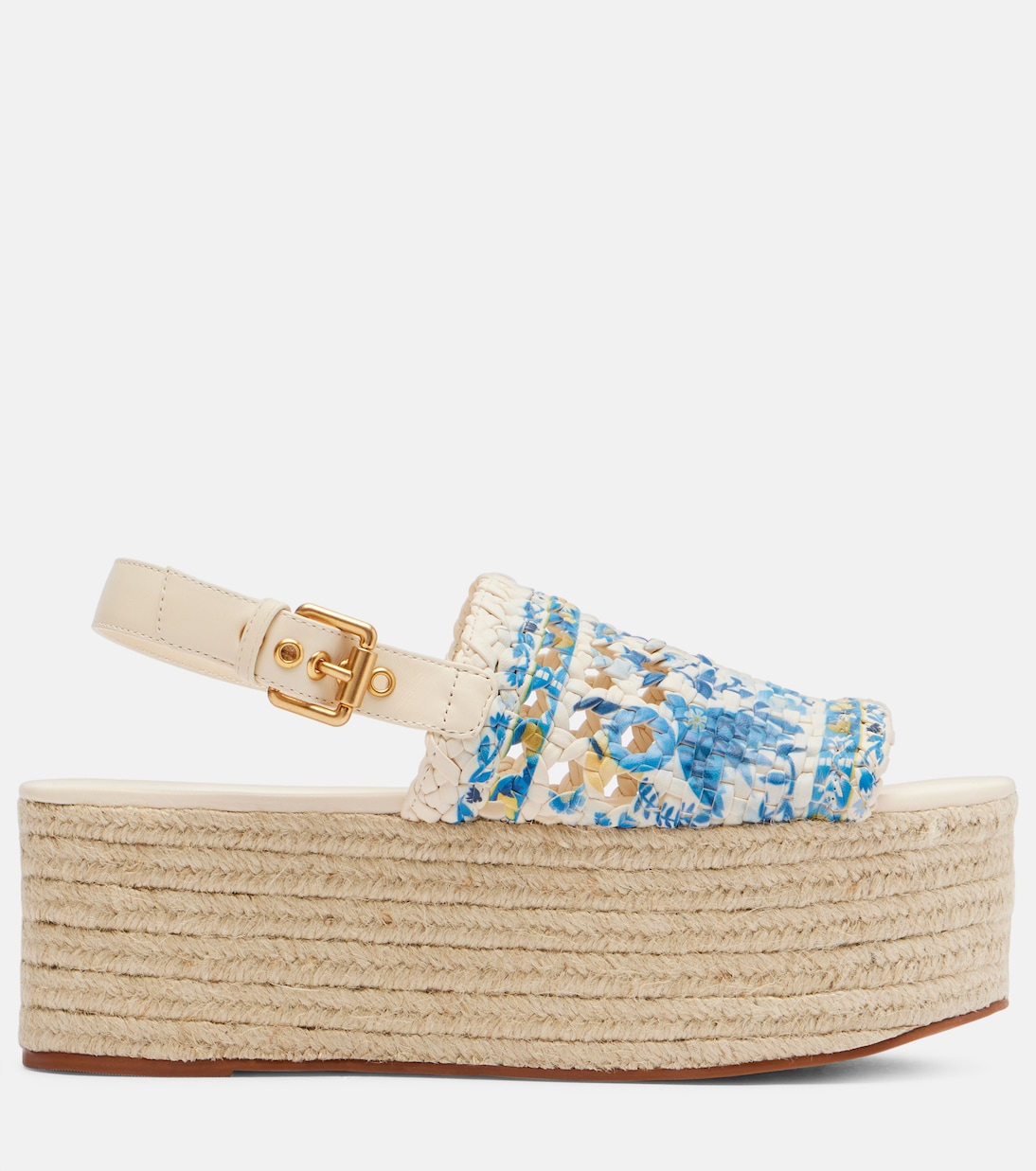 Printed leather platform espadrilles | Farm Rio