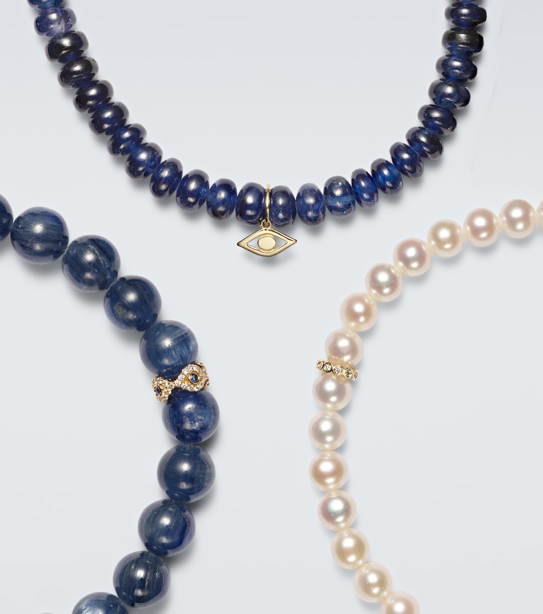 Set aus drei Armbändern aus Edelsteinen und Süßwasserperlen mit 14kt Gelbgold (585/1000) | Sydney Evan