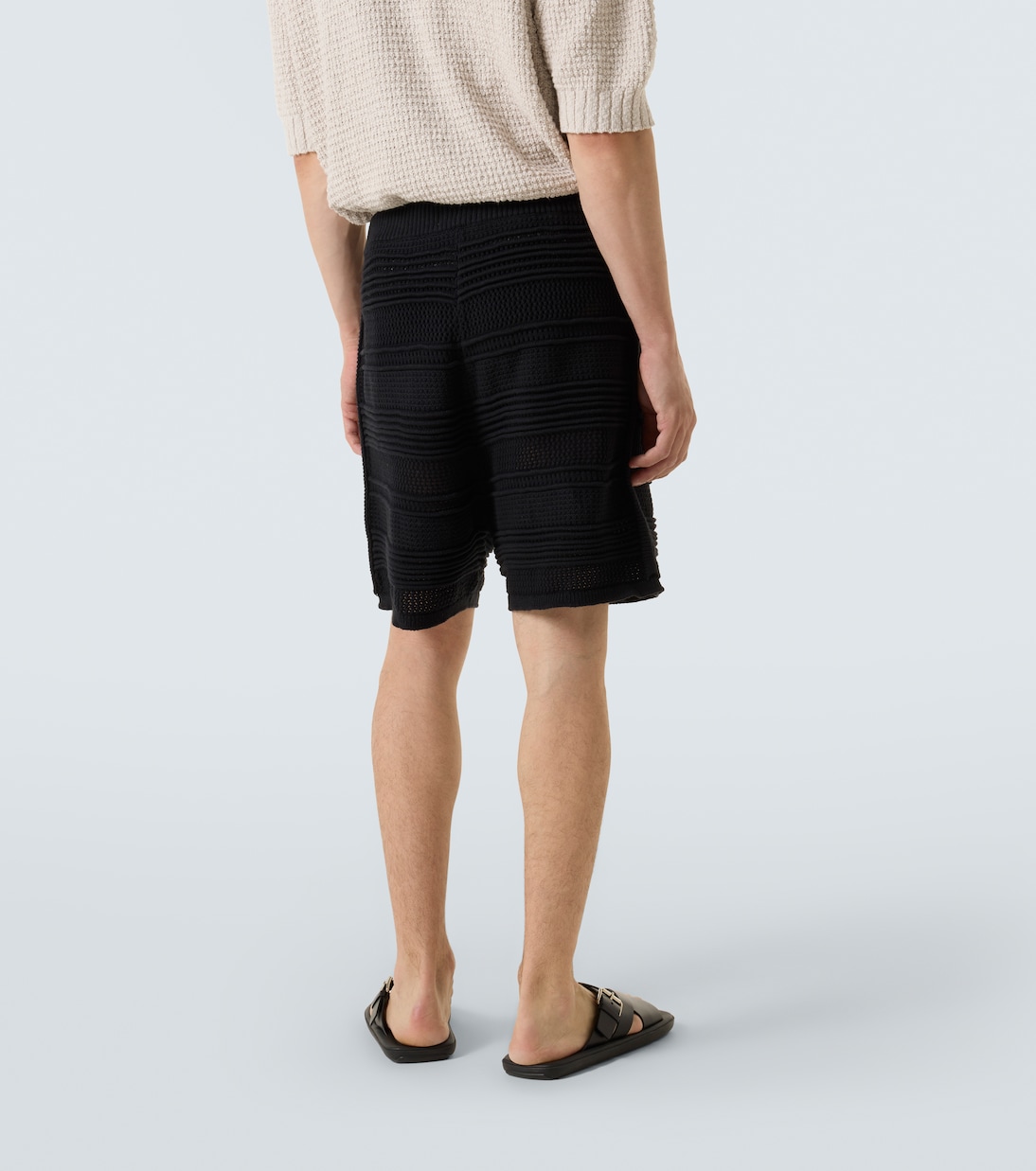 Cotton-blend crochet Bermuda shorts | Commas