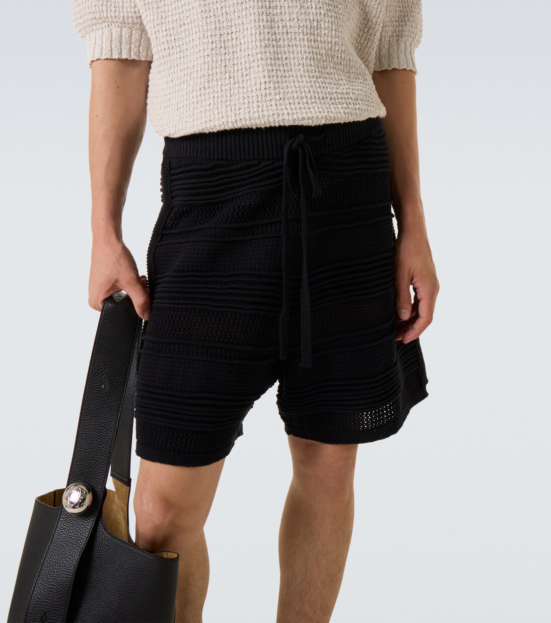 Cotton-blend crochet Bermuda shorts | Commas