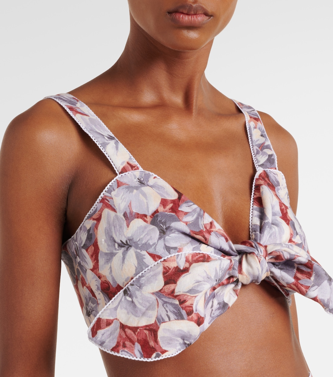 Top raccourci Luna en lin à fleurs | Posse