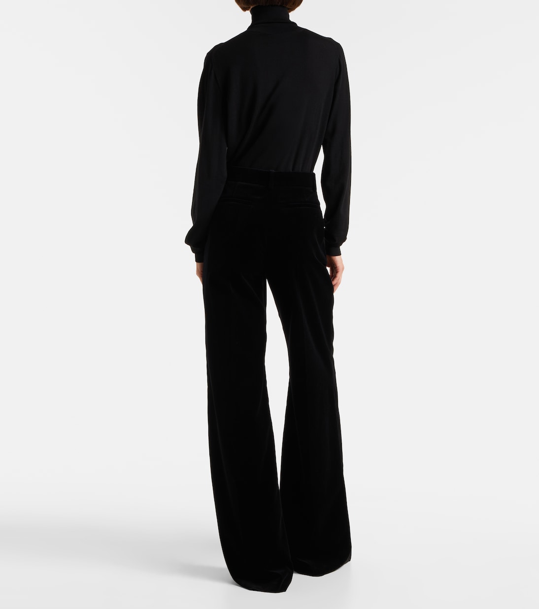 High-rise cotton velvet wide-leg pants | Valentino