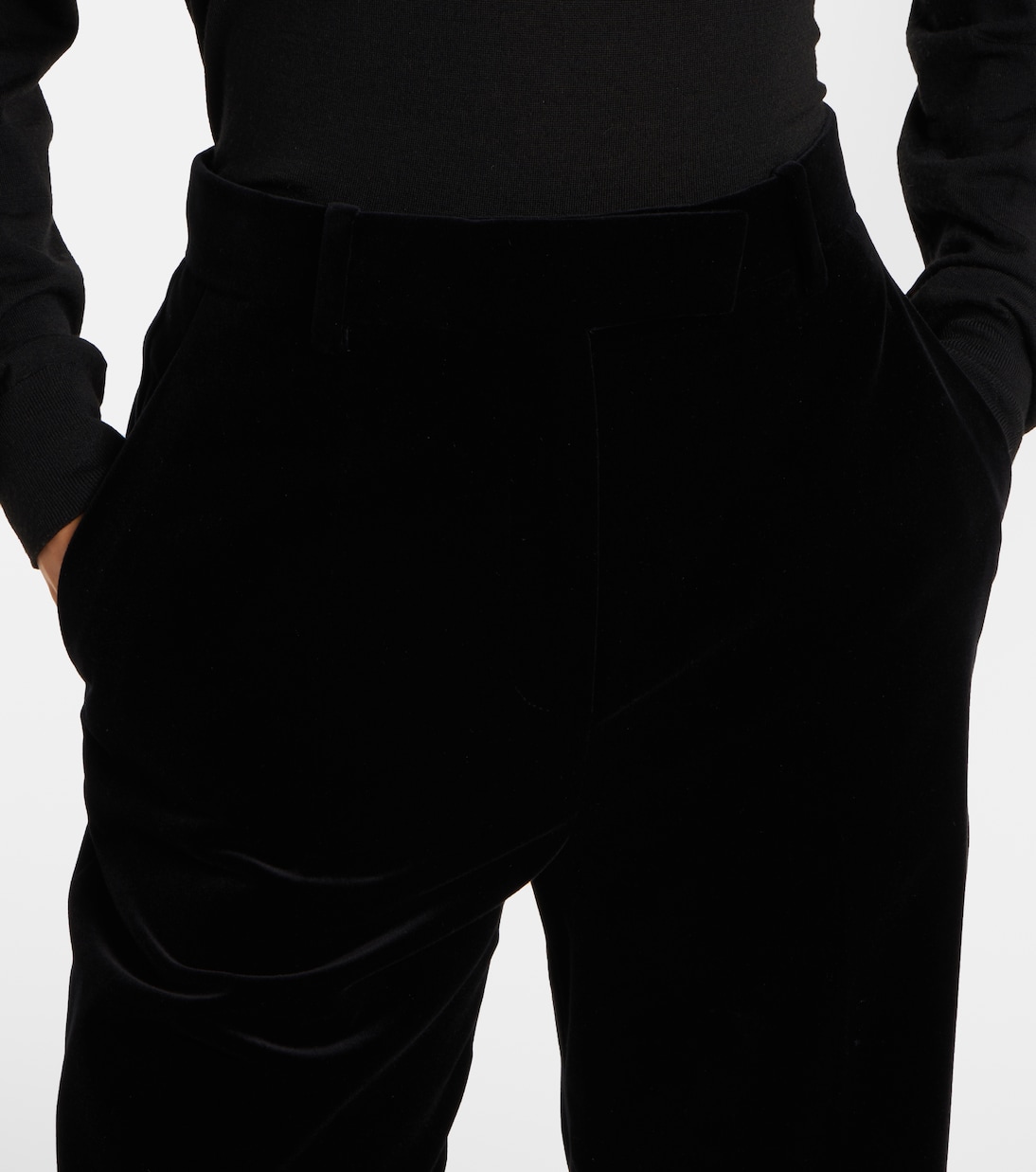 High-rise cotton velvet wide-leg pants | Valentino