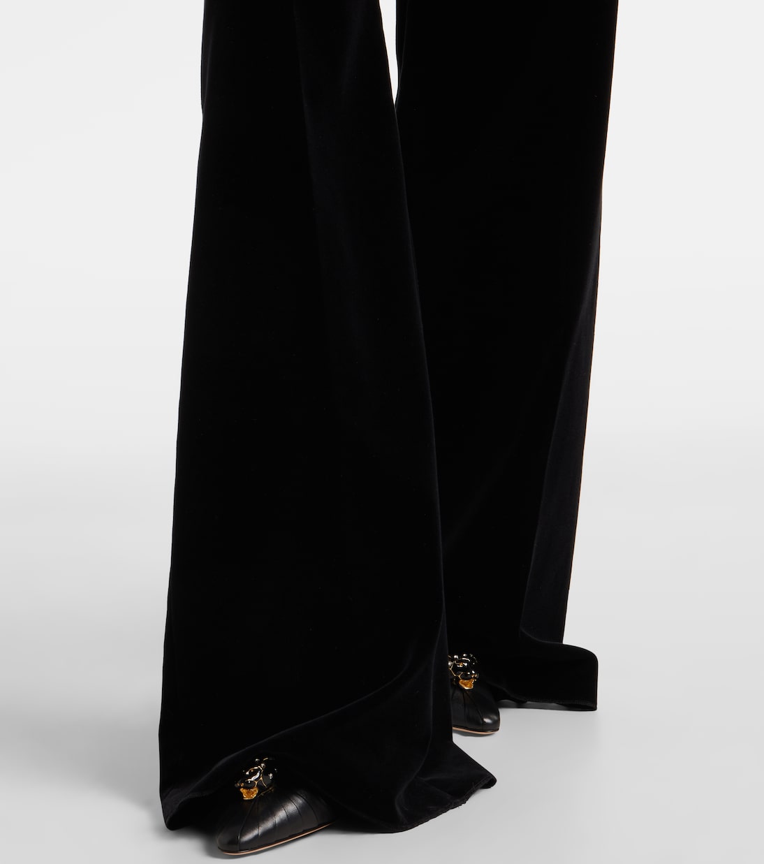 High-rise cotton velvet wide-leg pants | Valentino