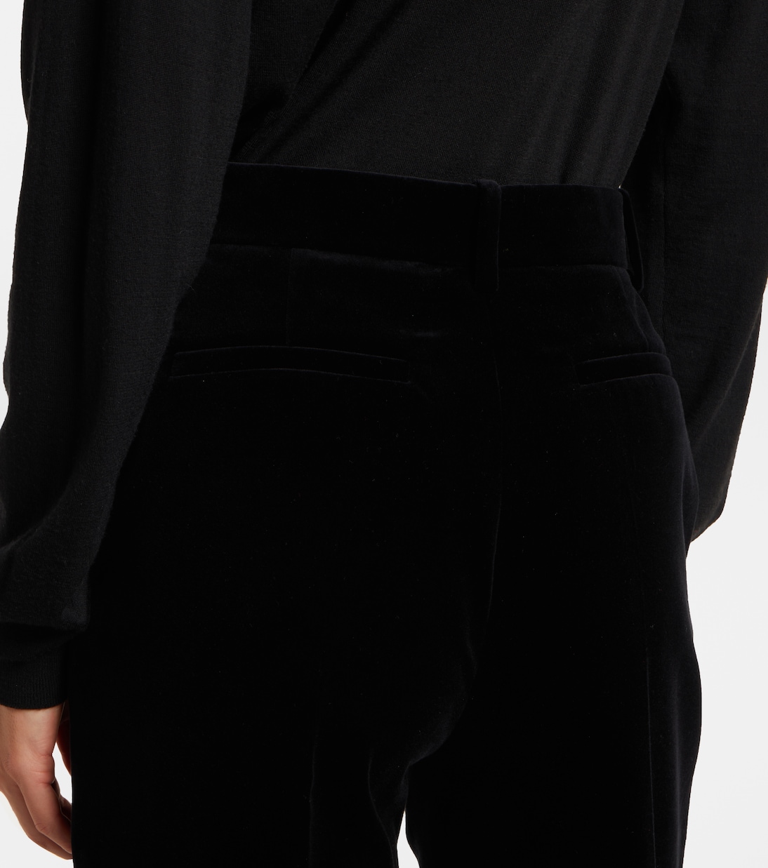 High-rise cotton velvet wide-leg pants | Valentino