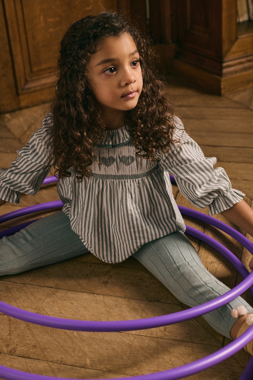 Blusa Antonella de algodón a rayas fruncida | Louise Misha