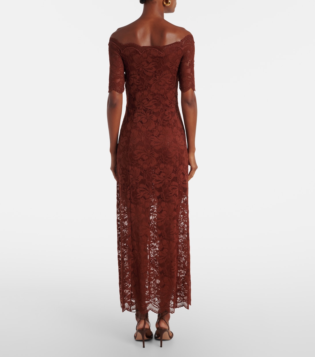 Off-shoulder lace maxi dress | Rabanne
