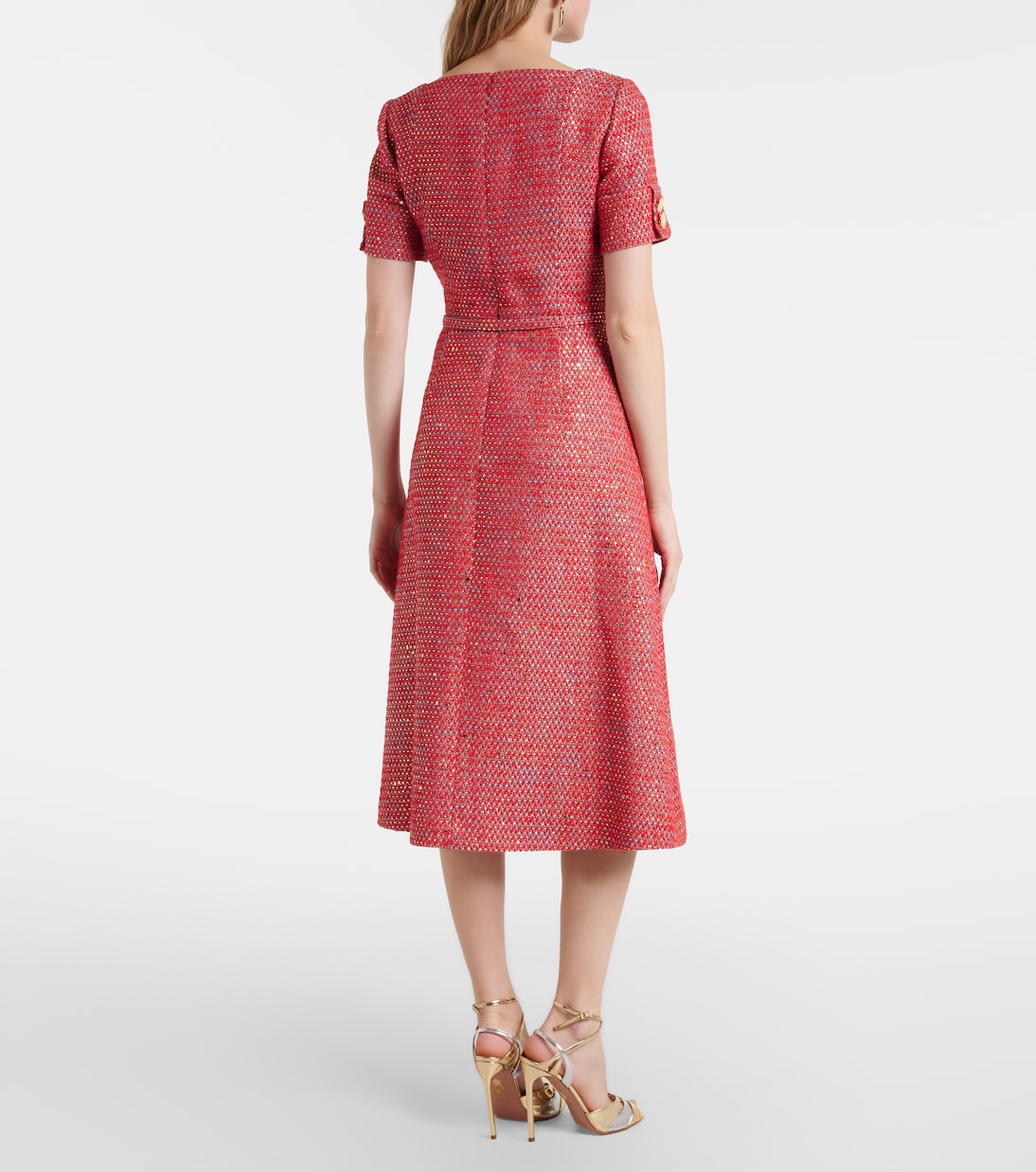 Cotton-blend lamé tweed midi dress | Carolina Herrera